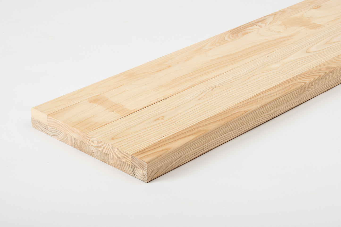 Shelf Stair tread Riser Windowsill Ash A/B, full stave lamellas, 40 mm, 2-layer, Hard wax oil Natural white