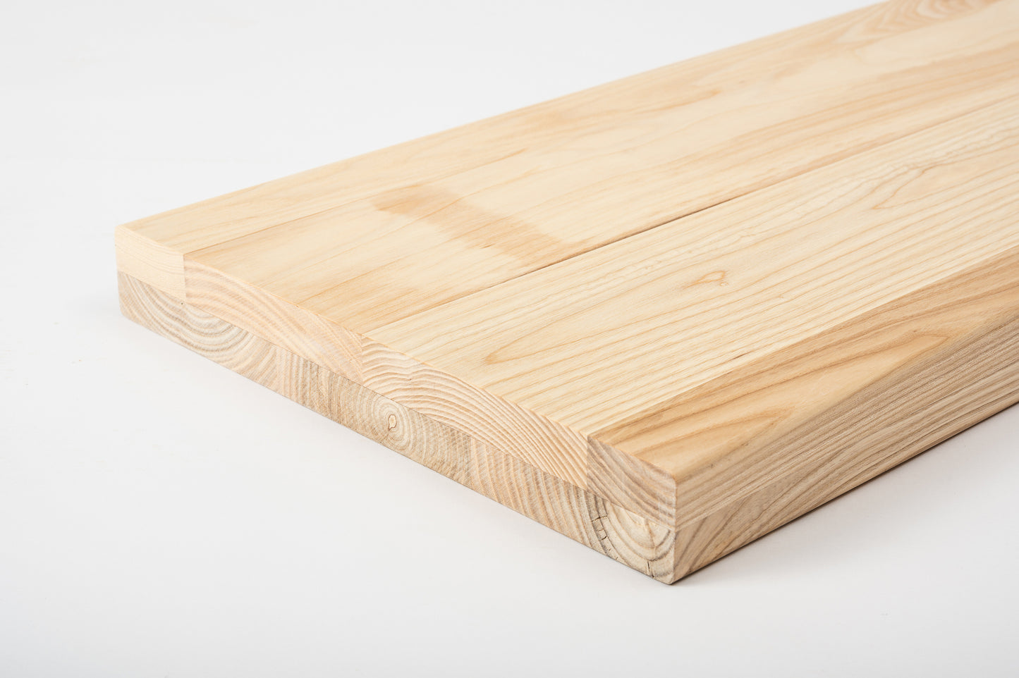 Shelf Stair tread Riser Windowsill Ash A/B, full stave lamellas, 40 mm, 2-layer, Hard wax oil Natural white