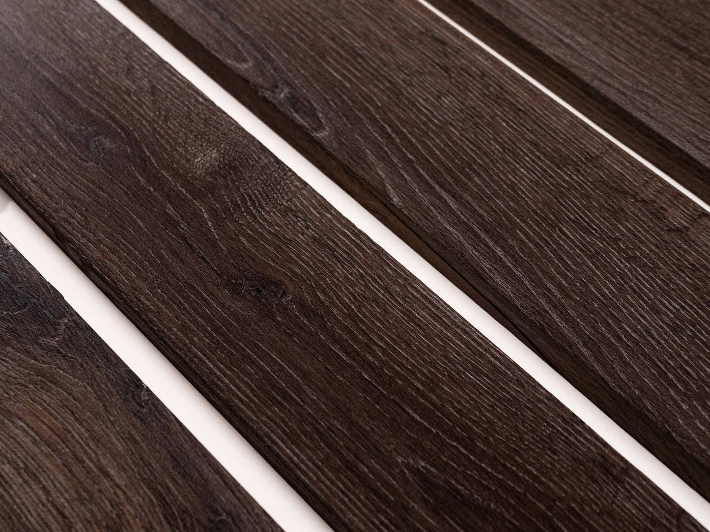 Solid Skirting Board Smoked Oak Rustic, 18x70x2000mm with radius, White oil, filled, brushed