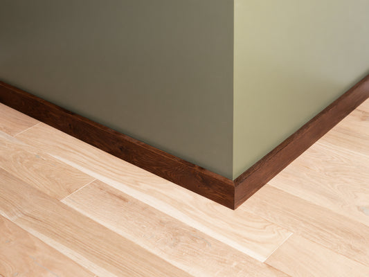 Solid Skirting Board Smoked Oak Rustic, 18x70x2000mm with radius, Natural oil, filled