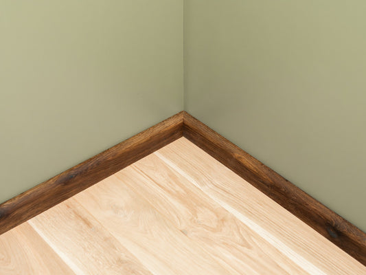 Solid Skirting Board Smoked Oak Rustic 20x70mm matte lacquered 1,5-2,5m with radius 20mm