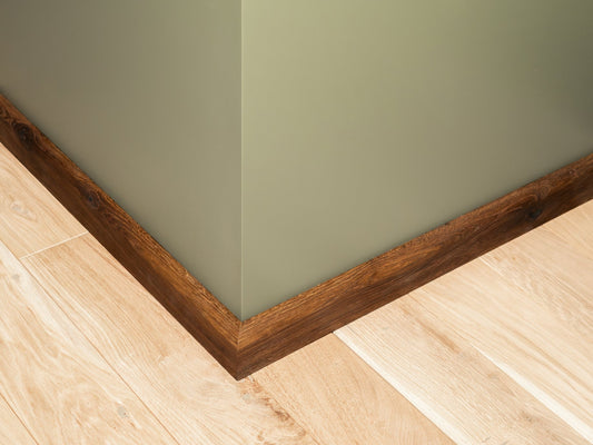 Solid Skirting Board Smoked Oak Rustic 20x70mm matte lacquered 1,5-2,5m with radius 20mm