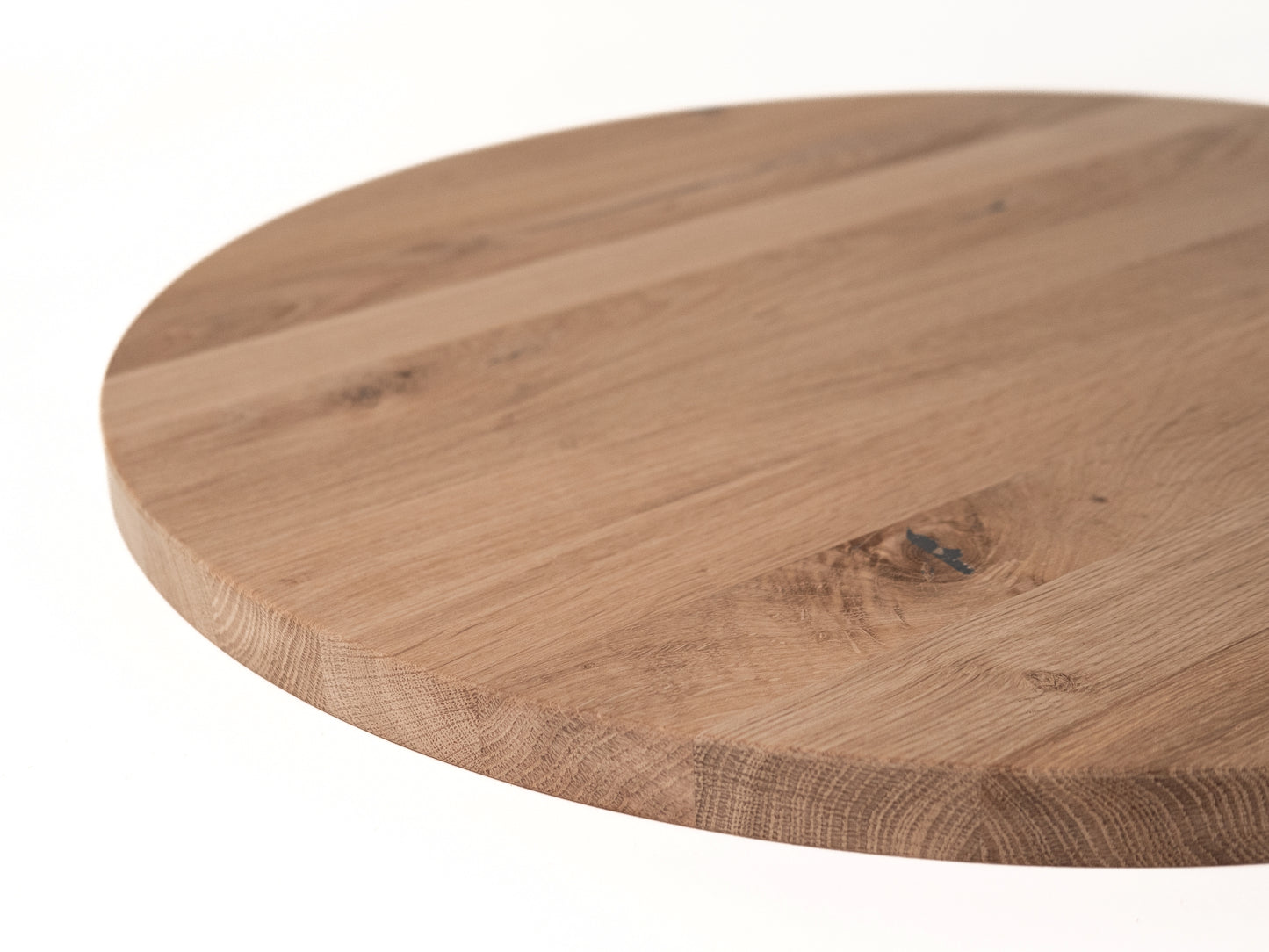 Apaļa masīvkoka Ozola darba virsma Rustic, pilnas lameles, 40 mm, bez virsmas apstrādes