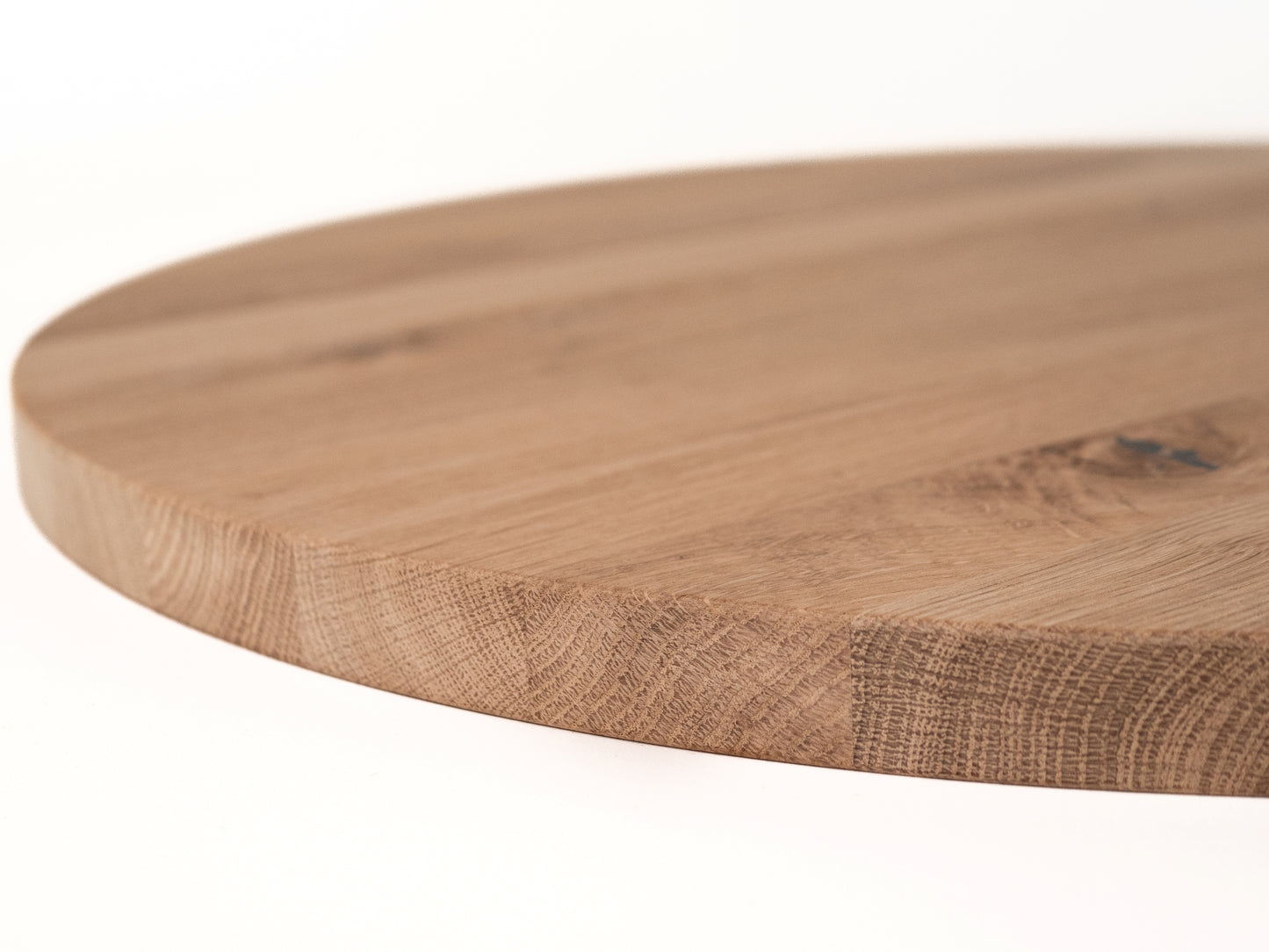 Apaļa masīvkoka Ozola darba virsma Rustic, pilnas lameles, 40 mm, bez virsmas apstrādes