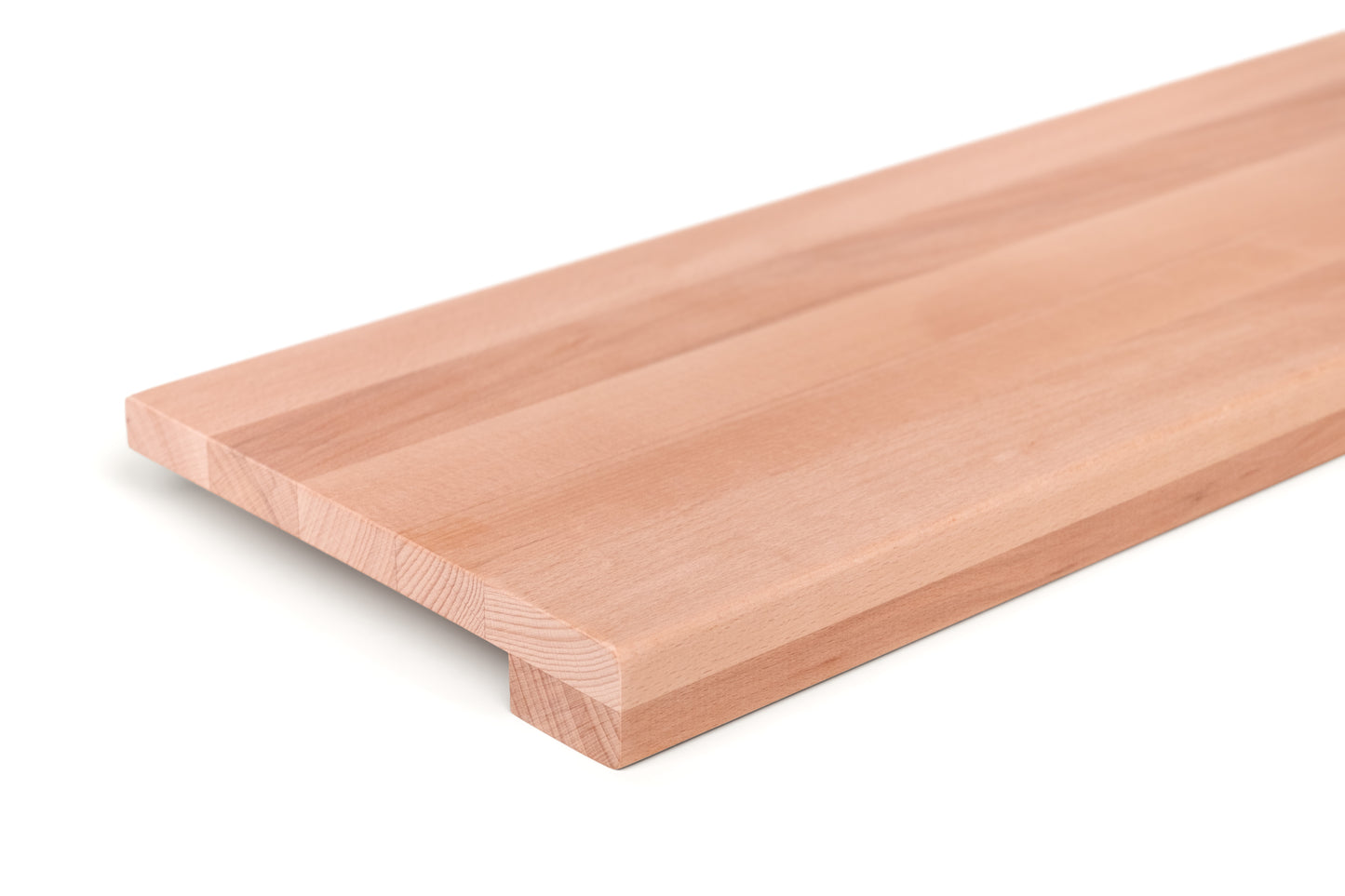 Trepju pakāpiens, palodze ar platu pārkari (5 cm dziļu), dižskābardis Redheart A/B, pilnas lameles, 20 mm, bez virsmas apstrādes, ar taisniem stūriem