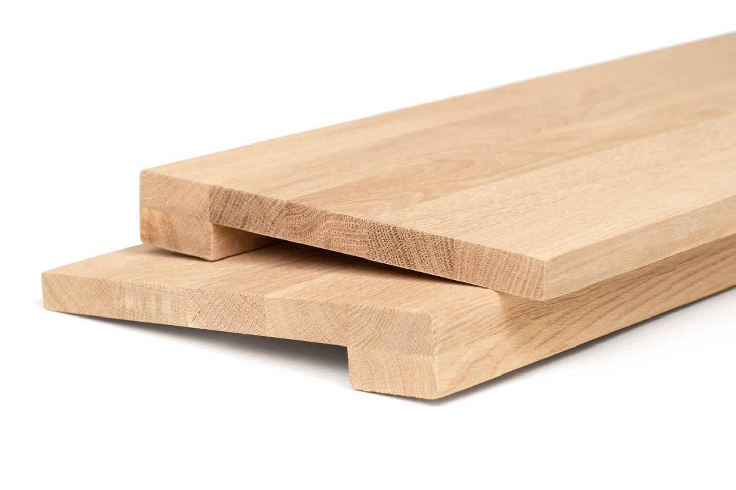 Stair tread Windowsill with wide overhang (5 cm deep) Oak A/B, full stave lamellas, 20 mm, Unfinished, with square corners