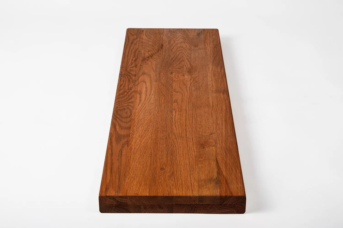 Shelf Stair tread Riser Windowsill Oak Rustic, full stave lamellas, 40 mm, 2-layer, Cherry oil