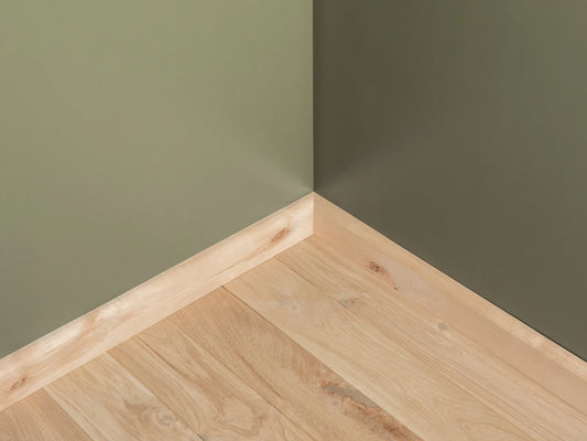 Solid Skirting Board Birch Rustic 24x80mm Hard wax oil Natural white 2000 mm with radius 5mm without filling