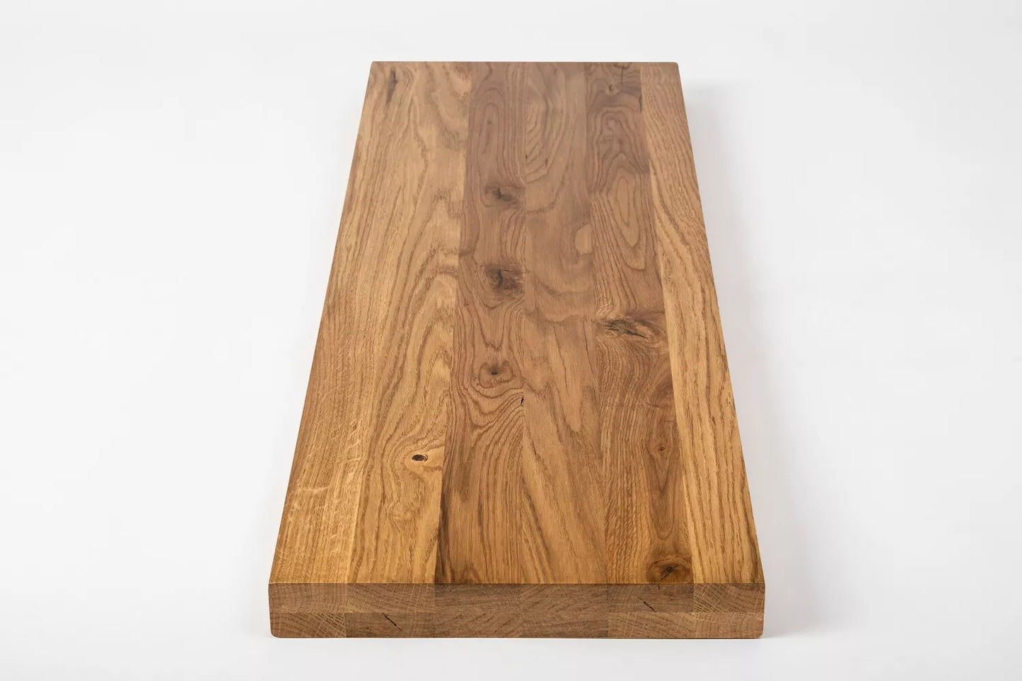 Shelf Stair tread Riser Windowsill Oak Rustic, full stave lamellas, 35 mm, 2-layer, Bronze oil