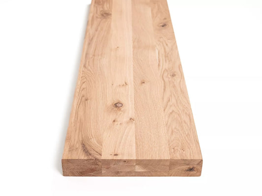 Plaukts, trepju pakāpiens, pretpakāpiens, palodze, Ozols Rustic, pilnas lameles, 52 mm, 3-kārt, eļļots ar cietā vaska eļļu tonī Dabīgi balts