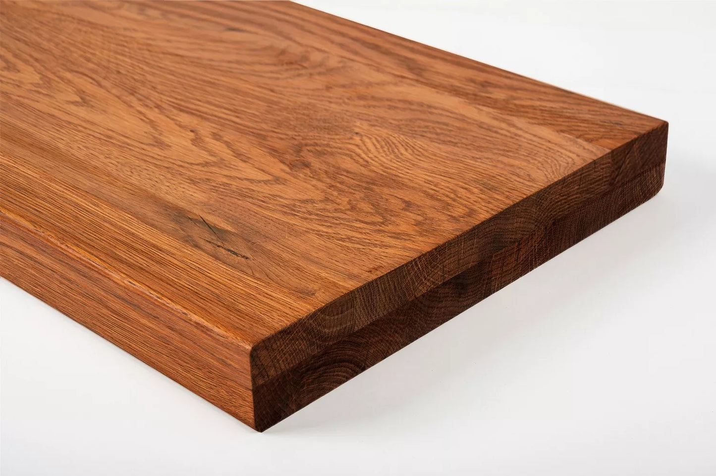 Shelf Stair tread Riser Windowsill Oak Rustic, full stave lamellas, 40 mm, 2-layer, Cherry oil