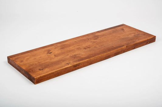 Plaukts, trepju pakāpiens, pretpakāpieni, palodze Bērzs Rustic, pilnas lameles,  40 mm, 2 slāņu, Eļļots, tonis Ķirsis