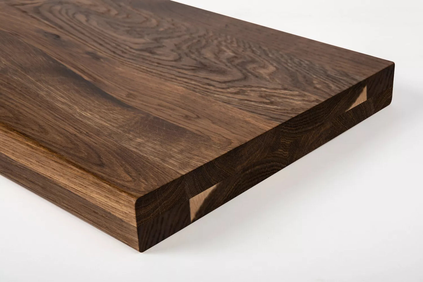 Shelf Stair tread Riser Windowsill Smoked Oak Rustic, full stave lamellas, 35 mm, 2-layer, Matte lacquered