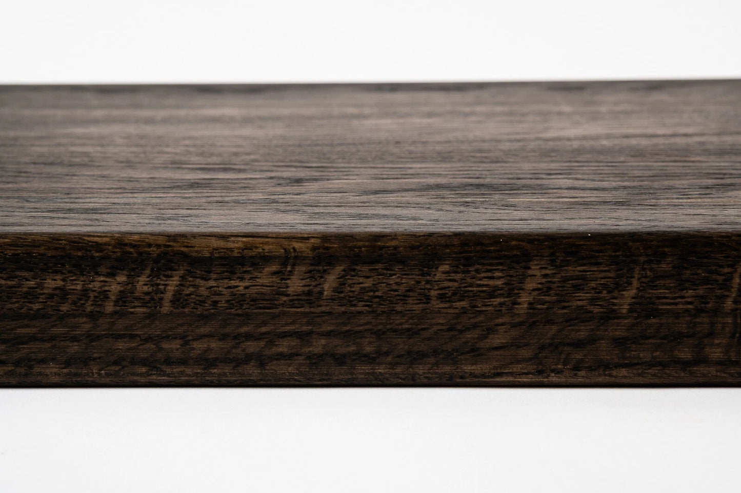 Shelf Stair tread Riser Windowsill Oak Rustic, full stave lamellas, 40 mm, 2-layer, Black oil