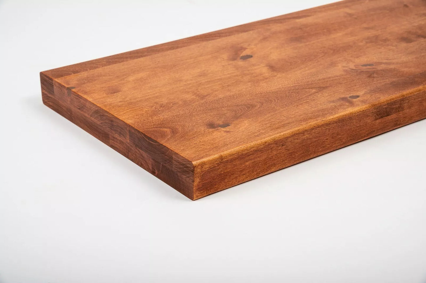 Plaukts, trepju pakāpiens, pretpakāpieni, palodze Bērzs Rustic, pilnas lameles,  40 mm, 2 slāņu, Eļļots, tonis Ķirsis