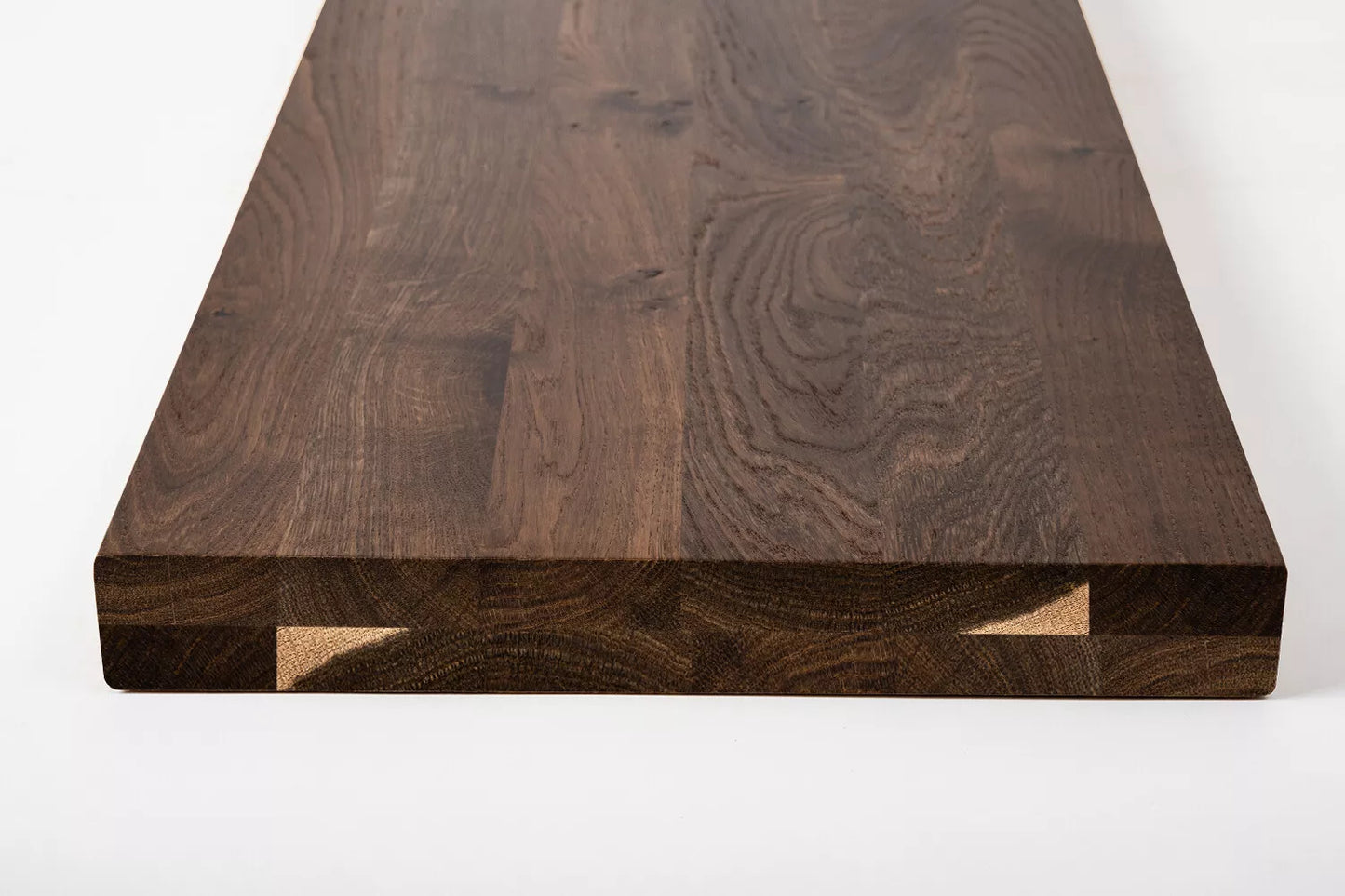 Shelf Stair tread Riser Windowsill Smoked Oak Rustic, full stave lamellas, 40 mm, 2-layer, Matte lacquered