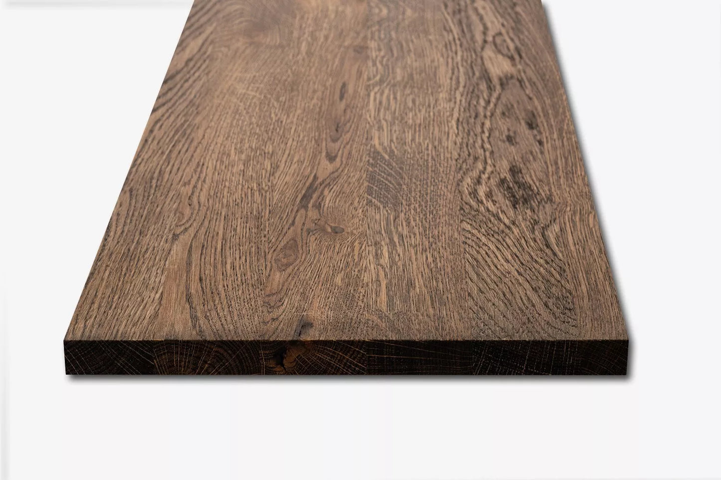 Shelf Stair tread Riser Windowsill Oak Rustic, full stave lamellas, 26 mm, Smoked oil