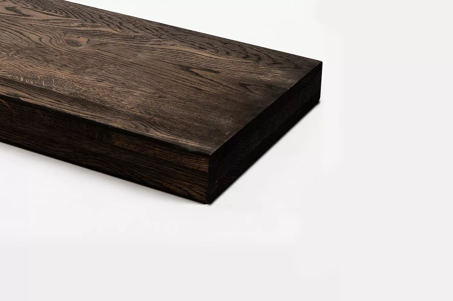 Shelf Stair tread Riser Windowsill Oak Rustic, full stave lamellas, 40 mm, 2-layer, Black oil