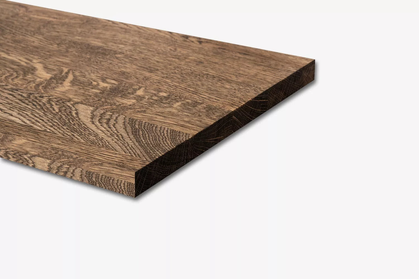 Shelf Stair tread Riser Windowsill Oak Rustic, full stave lamellas, 26 mm, Smoked oil